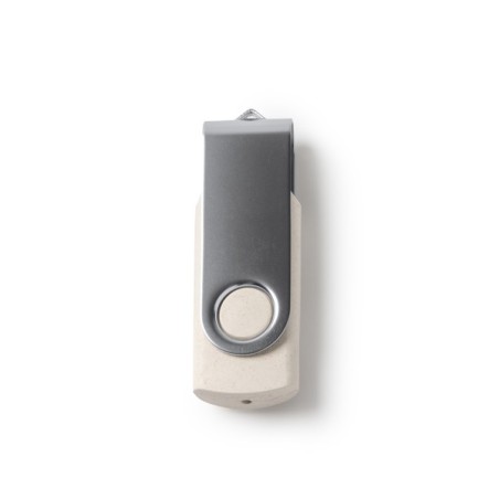 Pamięć USB wykonana z włókna pszennego z metalowym obrotowym klipsem VENAK