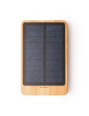 Power bank o pojemności 5000 mAh wykonany z bambusa, zasilany energią słoneczną BERKEL