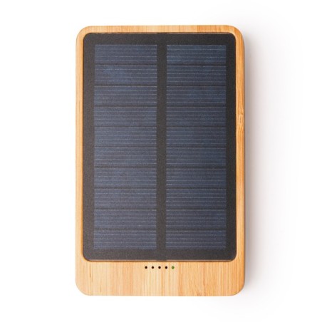 Power bank o pojemności 5000 mAh wykonany z bambusa, zasilany energią słoneczną BERKEL