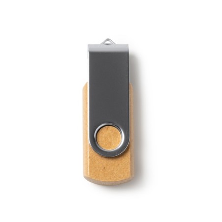 Pamięć USB wykonana z tektury pochodzącej z recyklingu z metalowym obrotowym klipsem VIBO