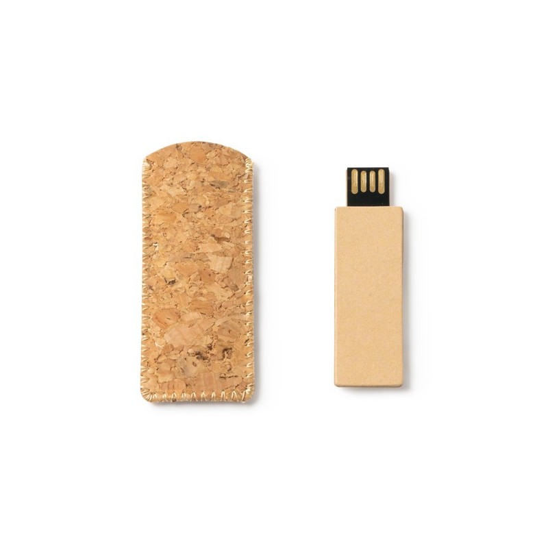 Pamięć USB wykonana z tektury pochodzącej z recyklingu z etui z naturalnego korka LEDES Pamięć USB wykonana z tektury pochodzącej z recyklingu z etui z naturalnego korka LEDES