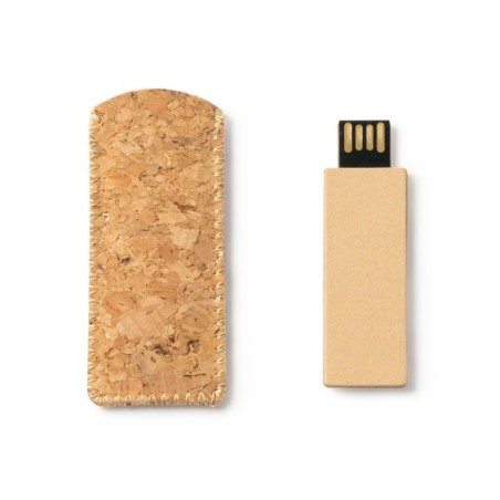 Pamięć USB wykonana z tektury pochodzącej z recyklingu z etui z naturalnego korka LEDES
