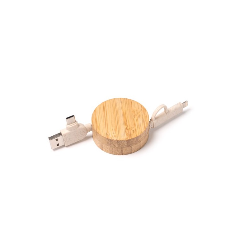 Wysuwany kabel ładujący z główną konstrukcją wykonaną z bambusa i kabel z włókna pszennego GARYK Wysuwany kabel ładujący z główną konstrukcją wykonaną z bambusa i kabel z włókna pszennego GARYK