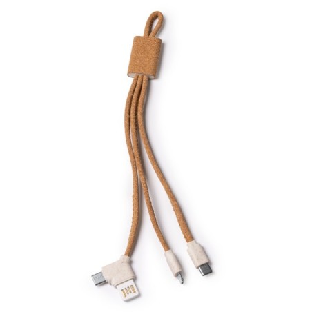 Kabel ładowarki 5 w 1 z korpusem wykonanym z korka i włókna pszennego dostępny w zestawie to uniwersalne i zrównoważone rozwiąza