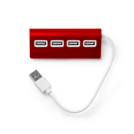 Port USB z aluminiowym korpusem, dwukolorowym wykończeniem i białym kablem PLERION
