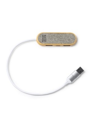 Port USB z pięknie wykonanym korpusem z bambusa i tkaniny RPET BADOC