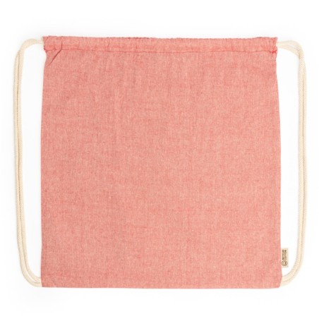 Drawstring bag made of 120 gsm recycled cotton in heather finish and cords in natural colour BRESCIA
