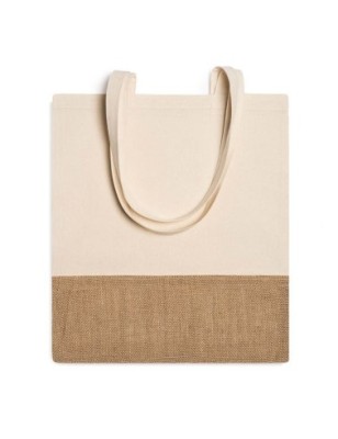 Torba na zakupy z linii Eco wykonana z bawełny i juty o gramaturze 120 g/m² WAVE
