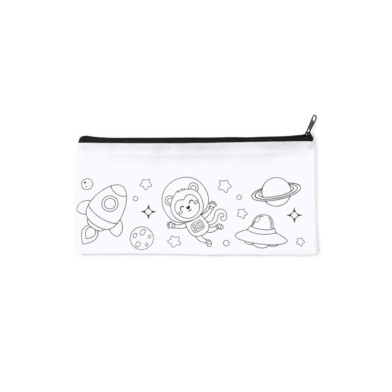 Pencil case in non-woven for kids, with design for colouring SOLAZ