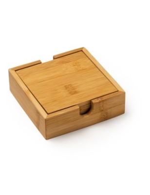 4-coaster set made of bamboo in an elegant bamboo box ALGOR