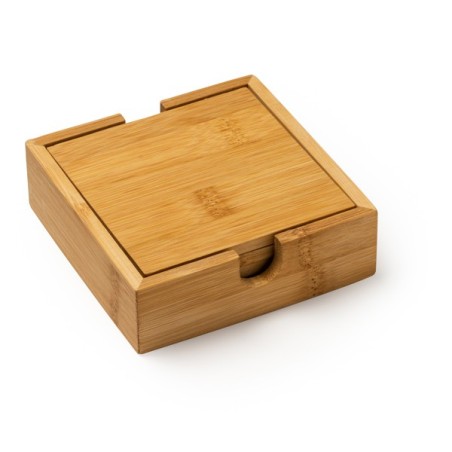 4-coaster set made of bamboo in an elegant bamboo box ALGOR
